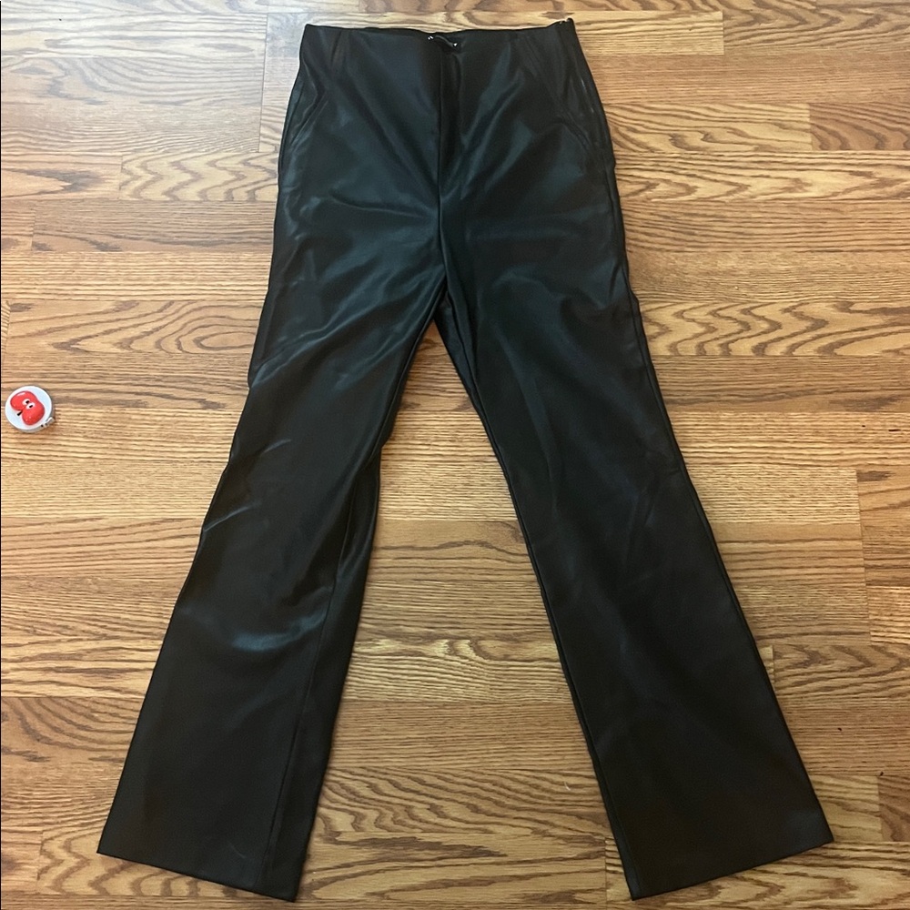 Zara Black Leather Look Trousers
